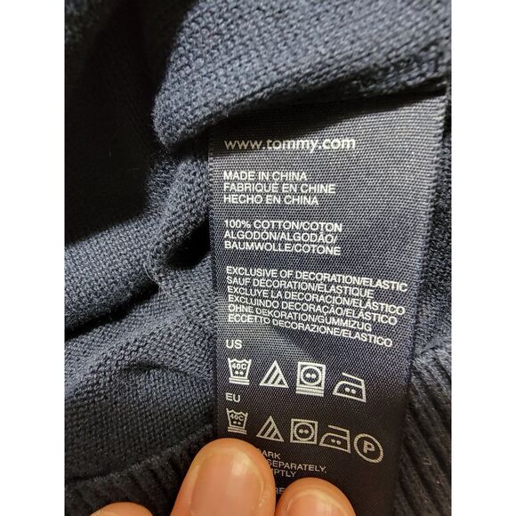 Tommy Hilfiger Argyle V-neck Navy Blue Sweater - XL - Picture 4 of 5